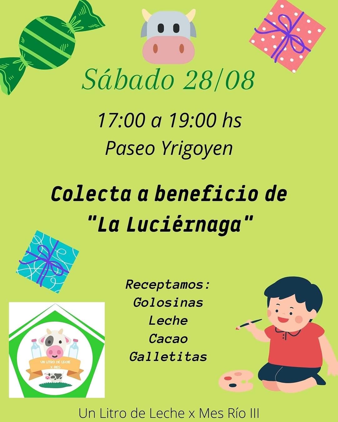 UN LITRO DE LECHE POR MES REALIZA COLECTA A BENEFICIO DE LA LUCI&Eacute;RNAGA 