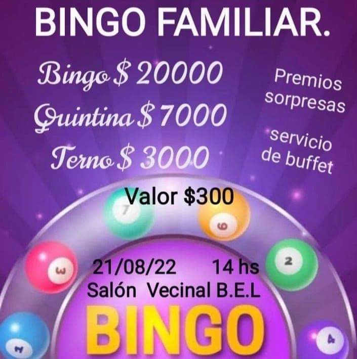 BINGO A BENEFICIO DE LA COMISI&Oacute;N VECINAL DE BARRIO EL LIBERTADOR