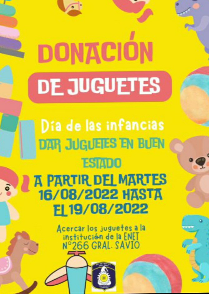 ALUMNOS DE 5 A&Ntilde;O DEL IPET 266 GRAL.SAVIO ORGANIZAN UNA CAMPA&Ntilde;A DE JUGUETES