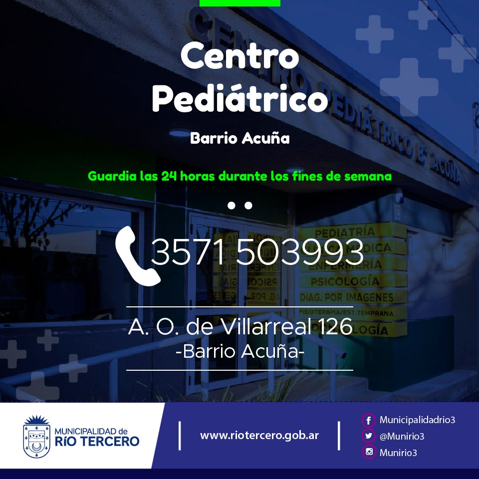ESPECIALIDADES DEL CENTRO PEDI&Aacute;TRICO BARRIO ACU&Ntilde;A 