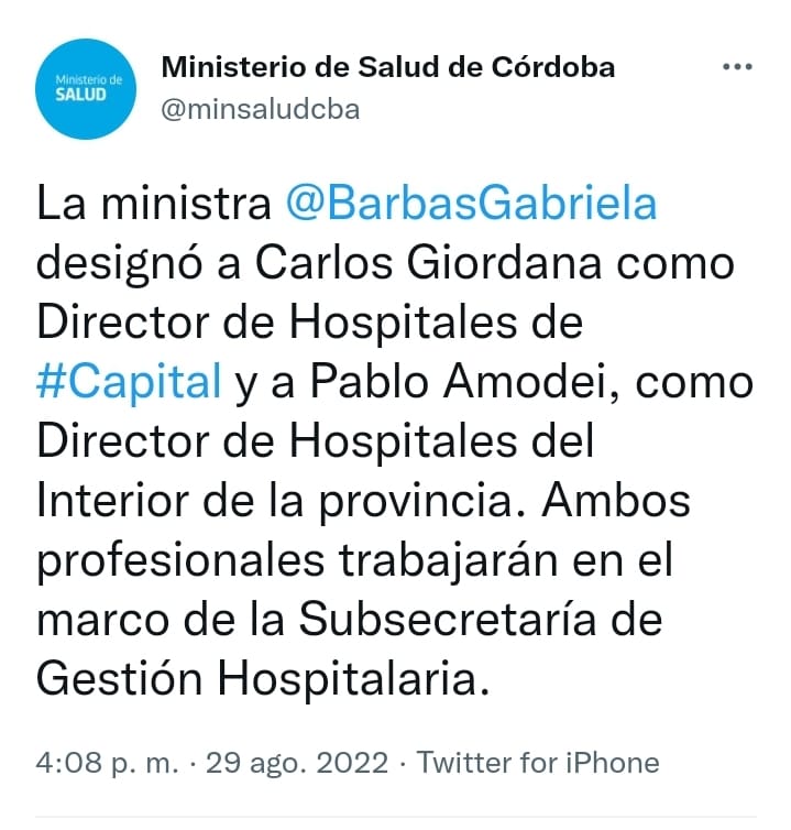 PABLO AMODEI FUE DESIGNADO COMO DIRECTOR DE HOSPITALES DEL INTERIOR