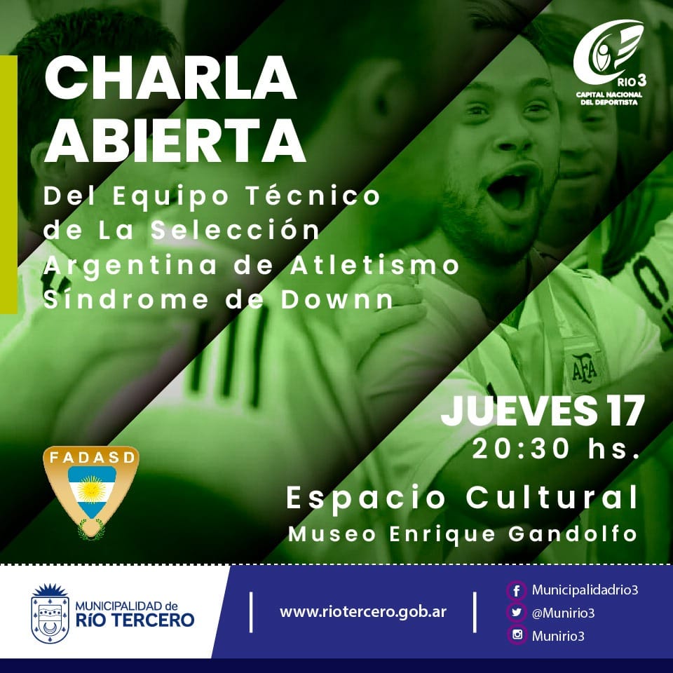 EL MUNICIPIO INVITA A LA CHARLA ABIERTA DEL EQUIPO T&Eacute;CNICO DE LA SELECCI&Oacute;N ARGENTINA DE ATLETISMO DE PERSONAS CON S&Iacute;NDROME DE DOWN