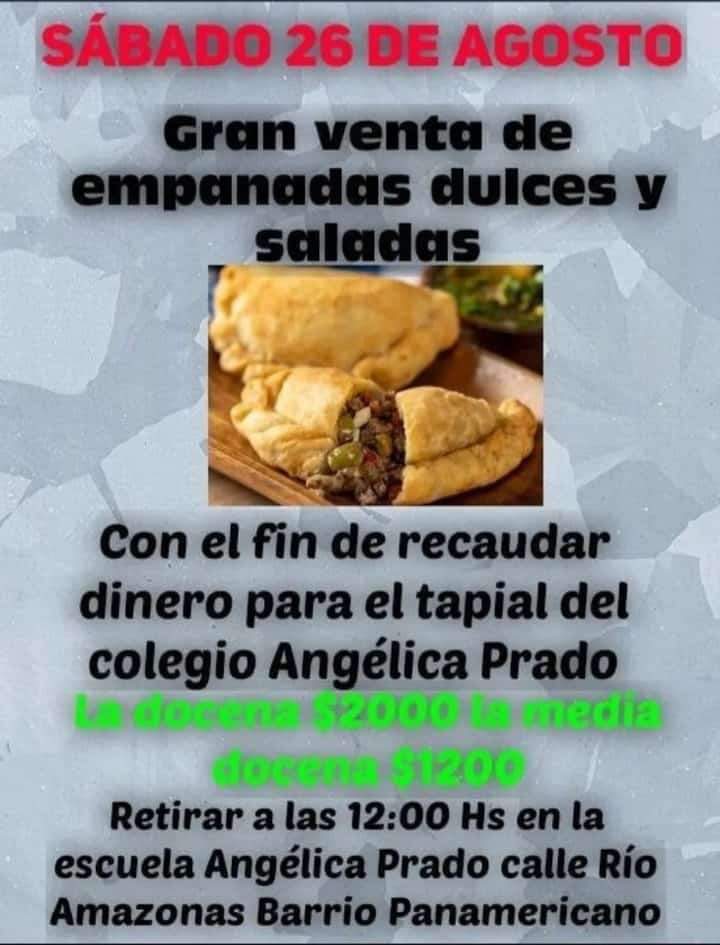 GRAN VENTA DE EMPANADAS ESTE S&Aacute;BADO EN LA ESCUELA ANG&Eacute;LICA PRADO