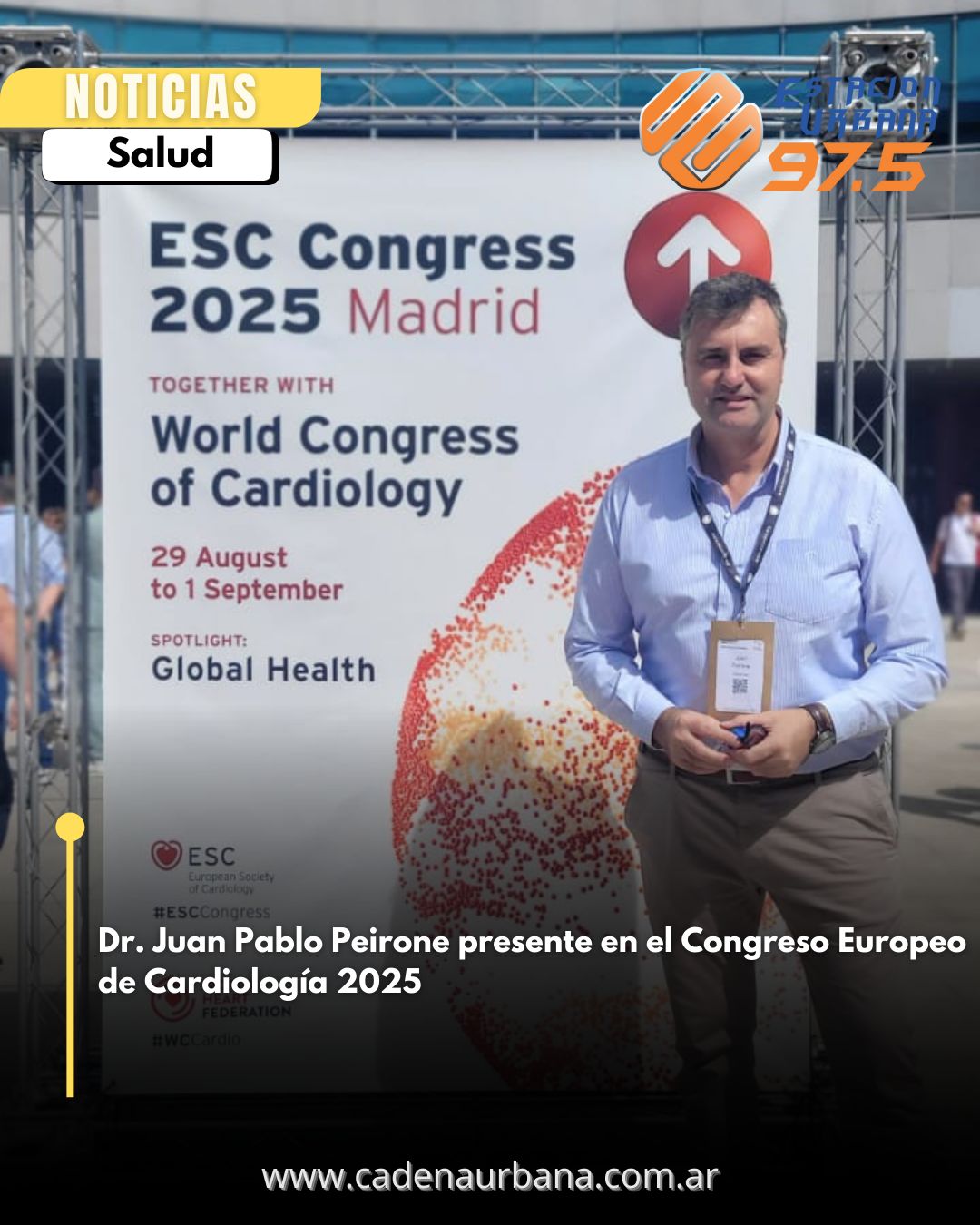 Dr. Juan Pablo Peirone participa del Congreso Europeo de Cardiología en Madrid