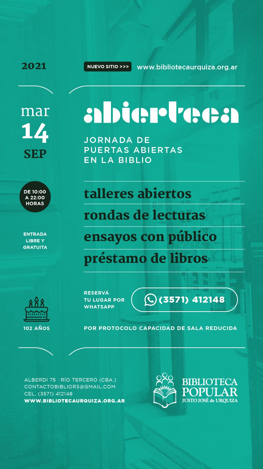 LA BIBLIOTECA JUSTO JOS&Eacute; DE URQUIZA CELEBRA SUS 102 A&Ntilde;OS 