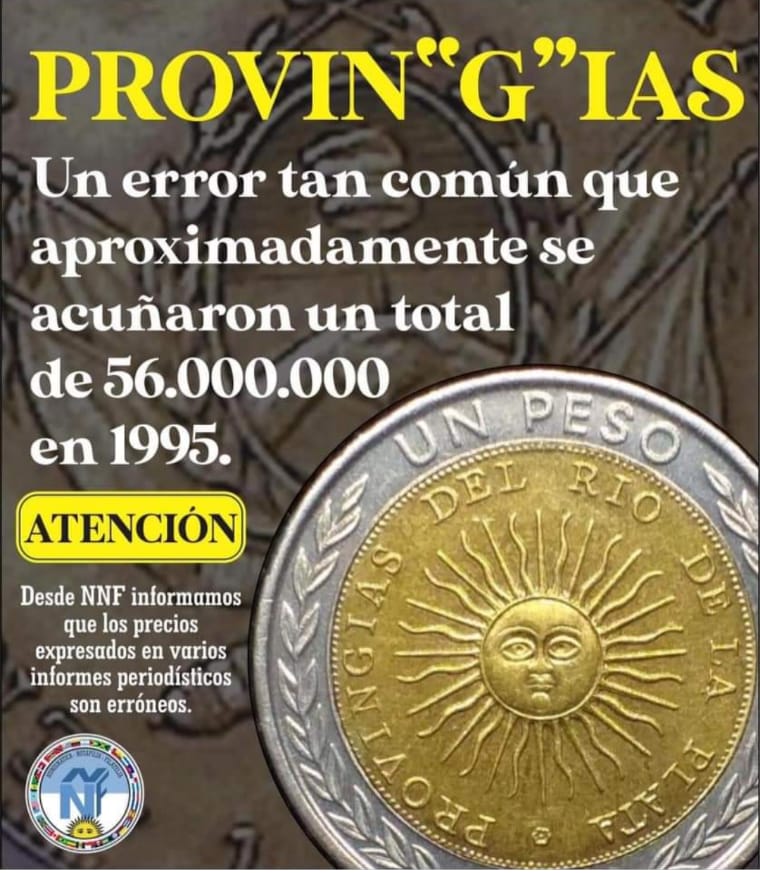 &iexcl;Todos buscan la moneda de 1 peso 1995 con error!