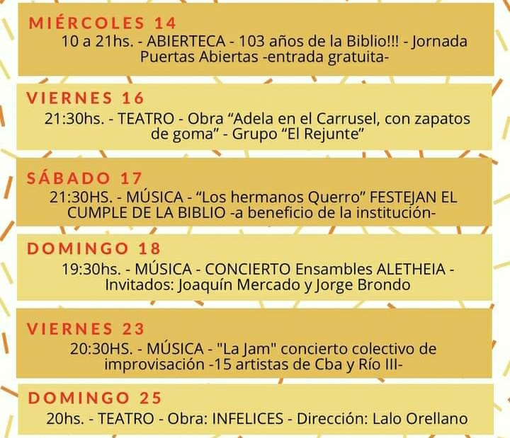 LA BIBLIOTECA MAS VIVA QUE NUNCA: DISTINTAS ACTIVIDADES POR SU 103 ANIVERSARIO