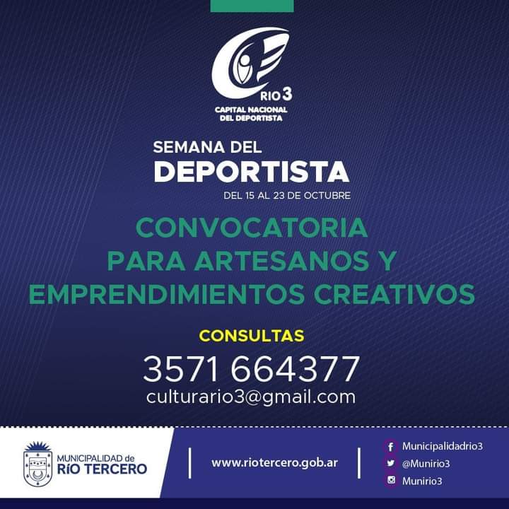 FIESTA NACIONAL DEL DEPORTISTA: CONVOCATORIA A ARTESANOS Y EMPRENDIMIENTOS CREATIVOS
