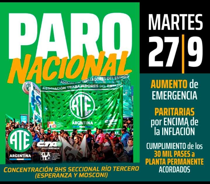 PARO NACIONAL Y MOVILIZACI&Oacute;N DE ATE CON DIVERSOS RECLAMOS