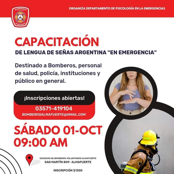 BOMBEROS DE ALMAFUERTE DICTARA CAPACITACI&Oacute;N DE LENGUA DE SE&Ntilde;AS