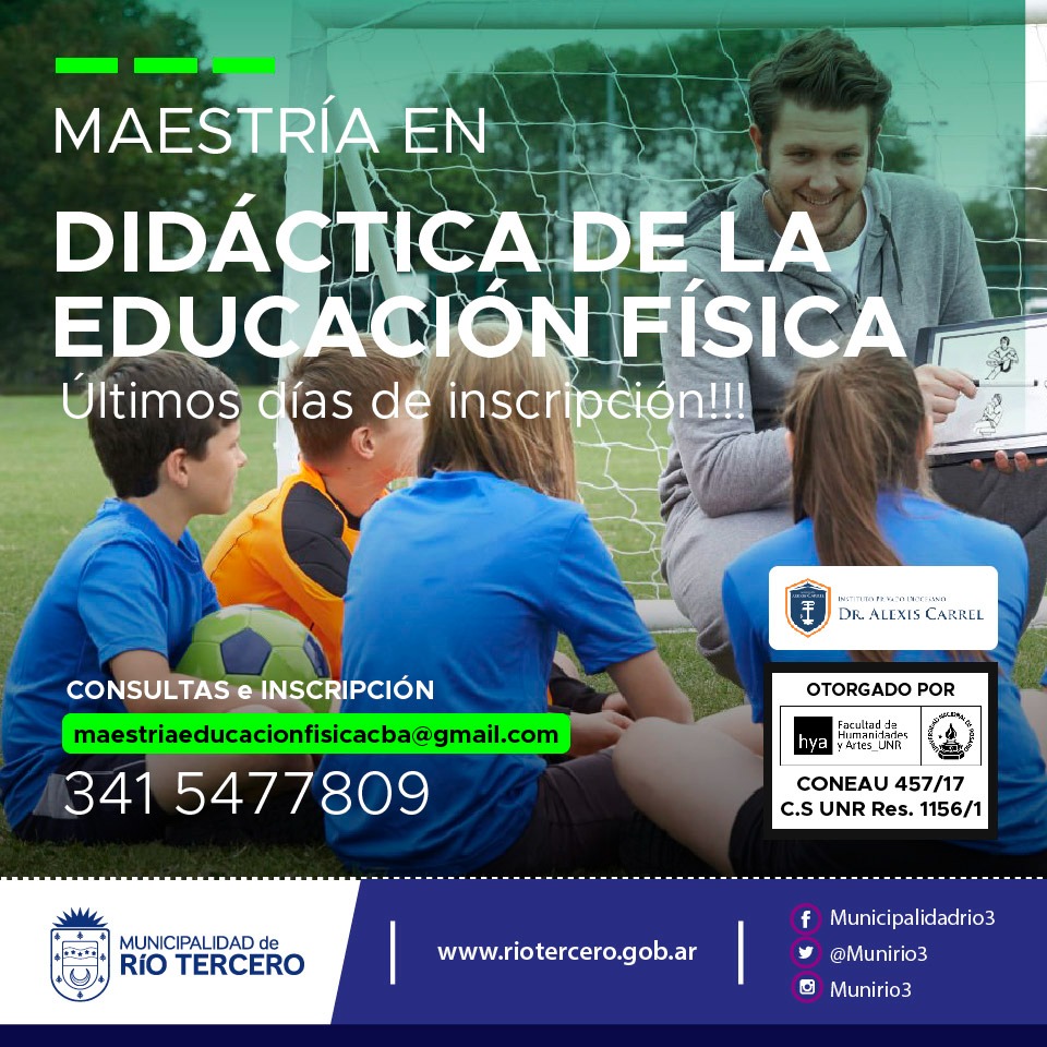 EL MUNICIPIO ABRI&Oacute; LAS INSCRIPCIONES PARA UNA NUEVA MAESTR&Iacute;A EN DID&Aacute;CTICA DE LA EDUCACI&Oacute;N F&Iacute;SICA