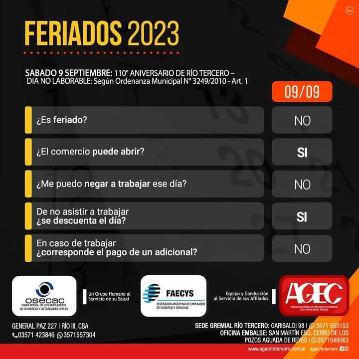 JOS&Eacute; ORLANDI: ESTE 9 DE SEPTIEMBRE NO ES UN FERIADO, ES UN D&Iacute;A NO LABORABLE 
