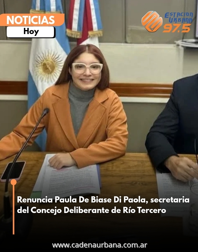 Renuncia la secretaria del Concejo Deliberante de Río Tercero, Paula De Biase Di Paola