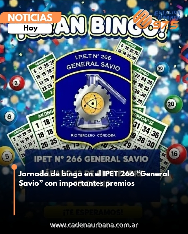 Jornada de bingo en el IPET 266 General Savio con importantes premios 