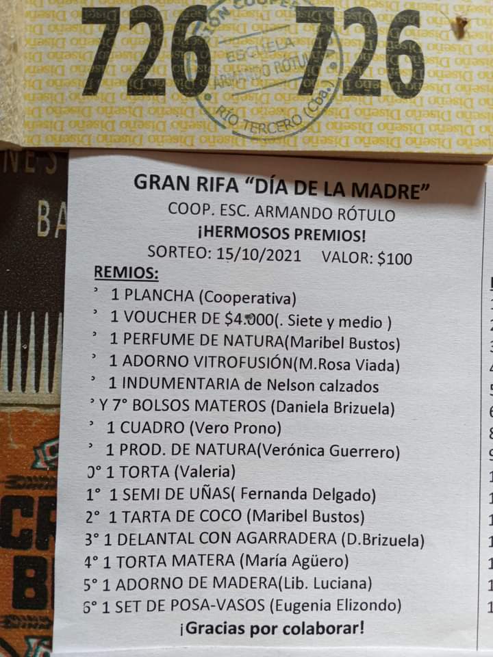 LA ESCUELA ARMANDO R&Oacute;TULO REALIZAR&Aacute; UNA RIFA PARA COMPRAR C&Aacute;MARAS DE SEGURIDAD 