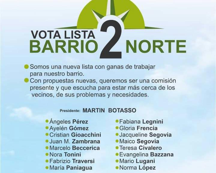 EN BARRIO NORTE SE IMPUSO LA LISTA 2