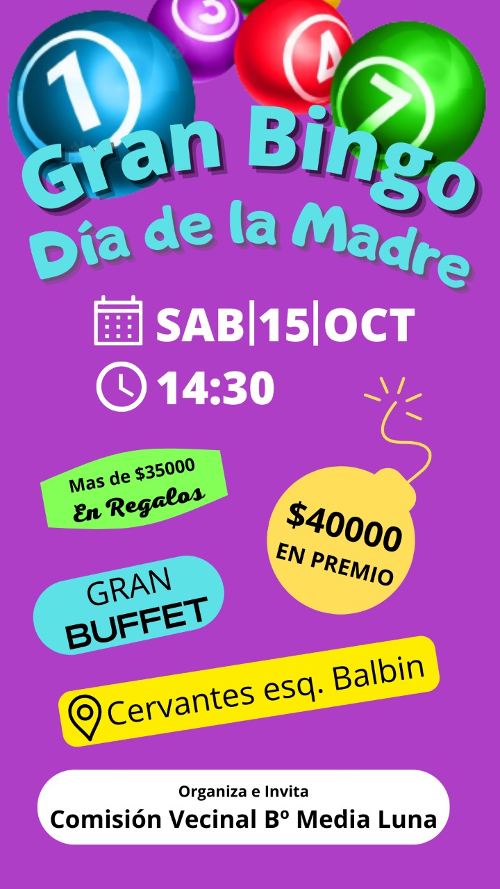 GRAN BINGO POR EL DIA DE LA MADRE EN BARRIO MEDIA LUNA