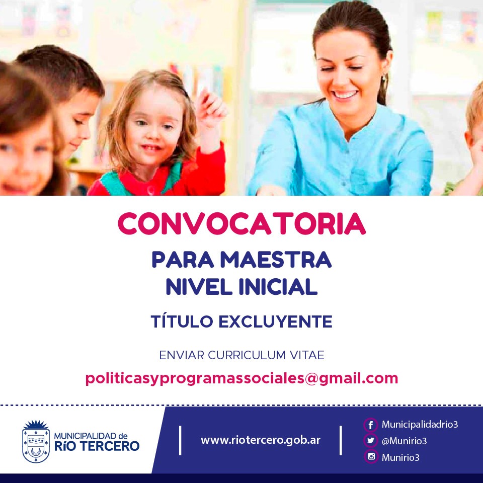 NUEVA CONVOCATORIA LABORAL PARA MAESTRA DE NIVEL INICIAL 
