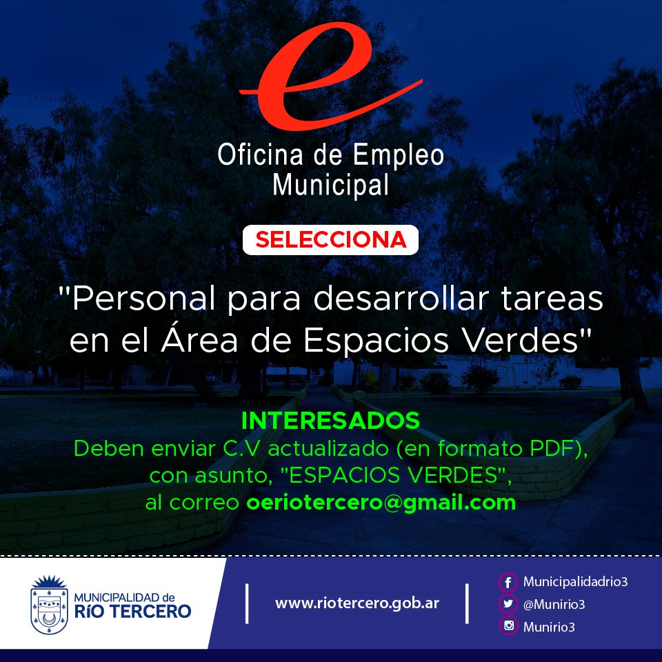 EL MUNICIPIO SELECCIONA PERSONAL PARA EL &Aacute;REA DE ESPACIOS VERDES