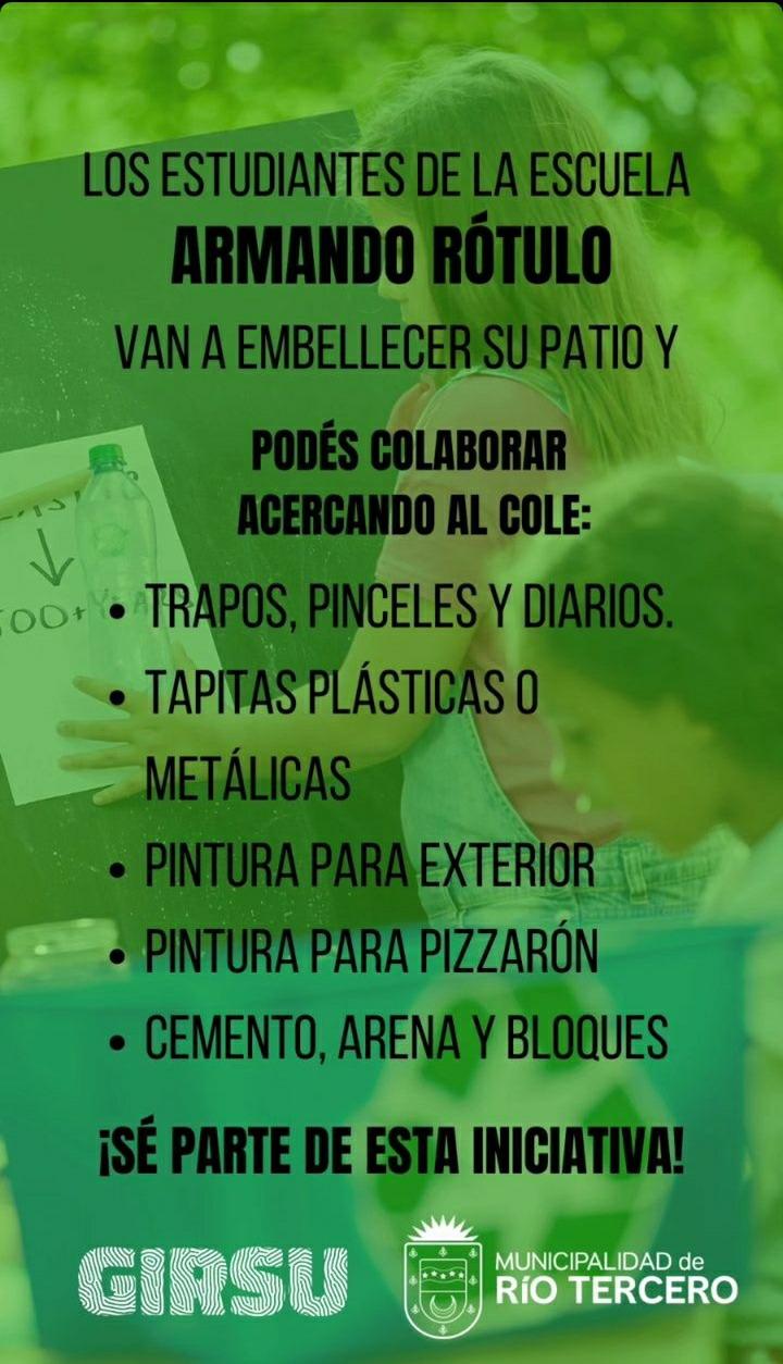 LA ESCUELA *ARMANDO R&Oacute;TULO*  EMBELLECER&Aacute; SU PATIO TRASERO Y NECESITA COLABORACI&Oacute;N