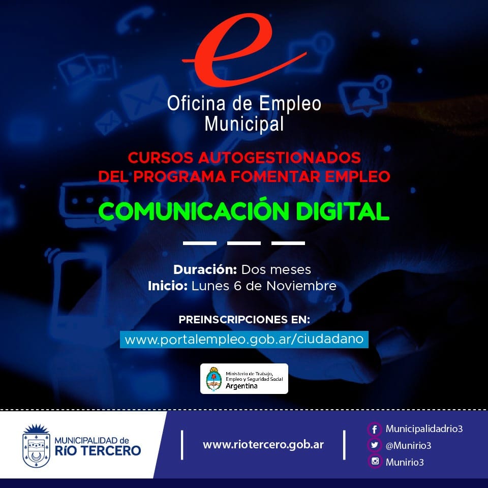 EL MUNICIPIO CONVOCA A CAPACITARSE EN LOS NUEVOS CURSOS AUTOGESTIONADOS