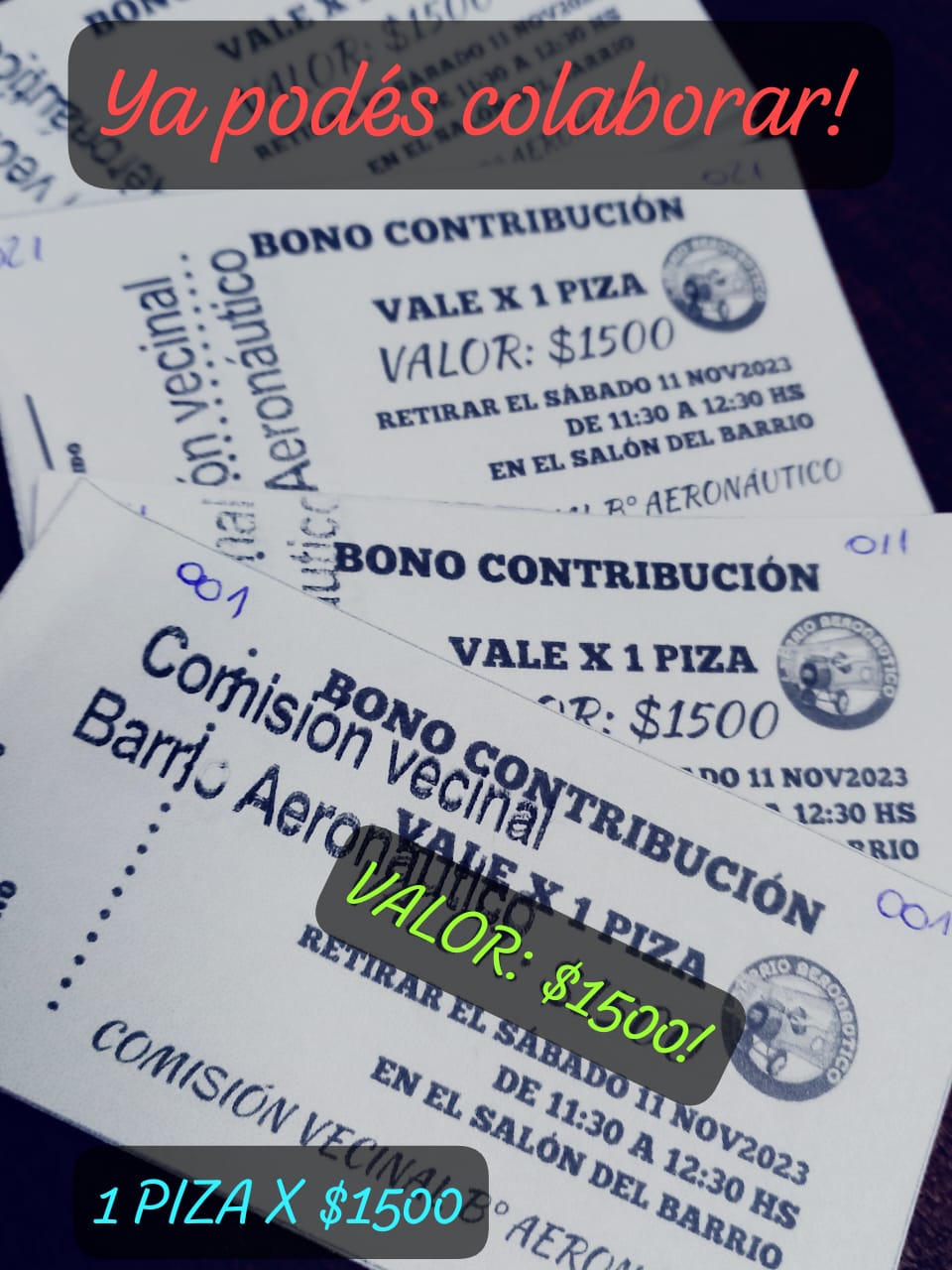 BARRIO AERON&Aacute;UTICO REALIZA UNA VENTA DE PIZAS PARA RECAUDAR FONDOS