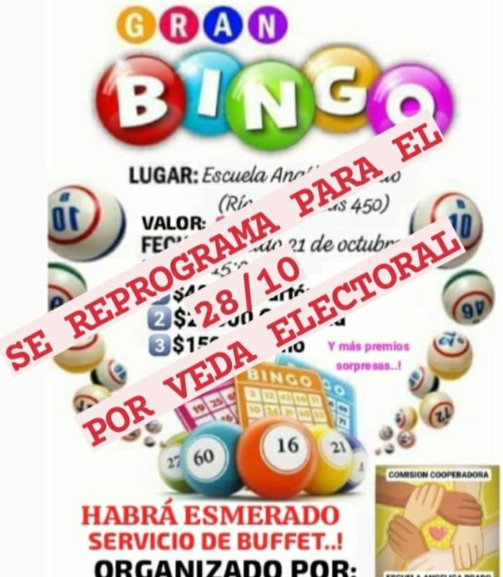 EL BINGO DE LA ESCUELA ANG&Eacute;LICA PRADO SE REALIZAR&Aacute; EL PR&Oacute;XIMO S&Aacute;BADO