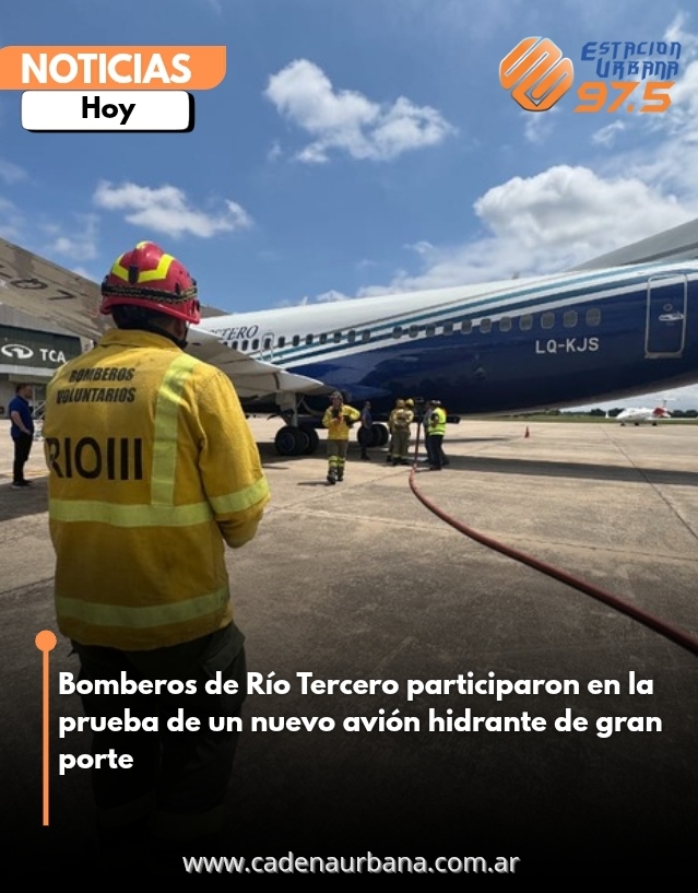 Bomberos de Río Tercero participaron en la prueba de un nuevo avión hidrante de gran porte