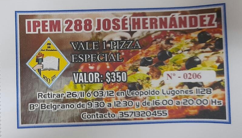VENTA DE PIZZAS EN LA IPEM 288 PARA RECAUDAR FONDOS
