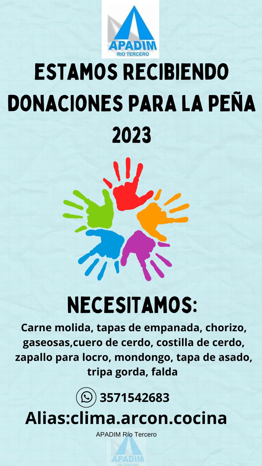 APADIM ORGANIZA SU PE&Ntilde;A DE CIERRE DE A&Ntilde;O Y NECESITA LA COLABORACI&Oacute;N DE TODOS