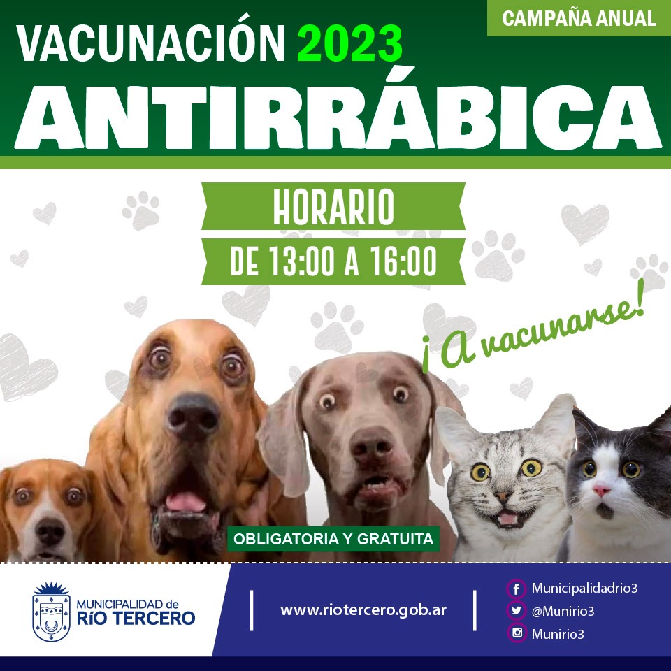 EL MUNICIPIO INFORMA EL CRONOGRAMA DE LA CAMPA&Ntilde;A VACUNACI&Oacute;N ANTIRR&Aacute;BICA