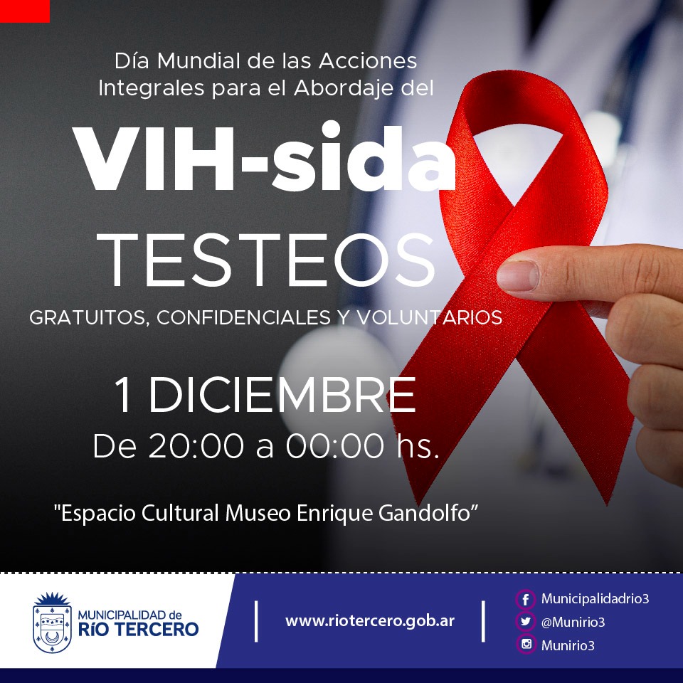 EL MUNICIPIO REALIZAR&Aacute; UNA JORNADA DE TESTEOS VOLUNTARIOS, GRATUITOS Y  CONFIDENCIALES DE V.I.H