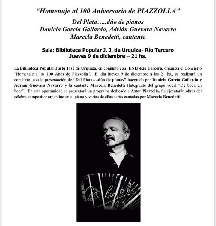 HOMENAJE A LOS 100 A&Ntilde;OS DEL NATALICIO DE PIAZZOLLA EN LA BIBLIOTECA