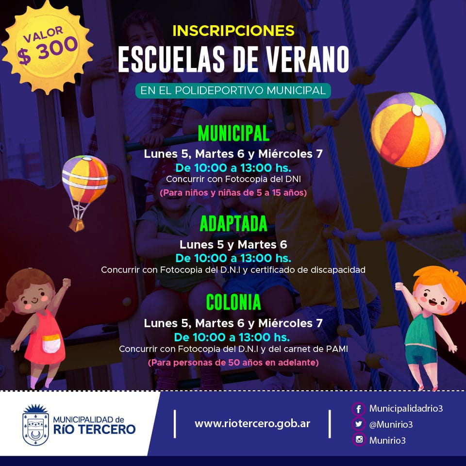 COMIENZAN HOY LAS INSCRIPCIONES PARA LA ESCUELA DE VERANO MUNICIPAL