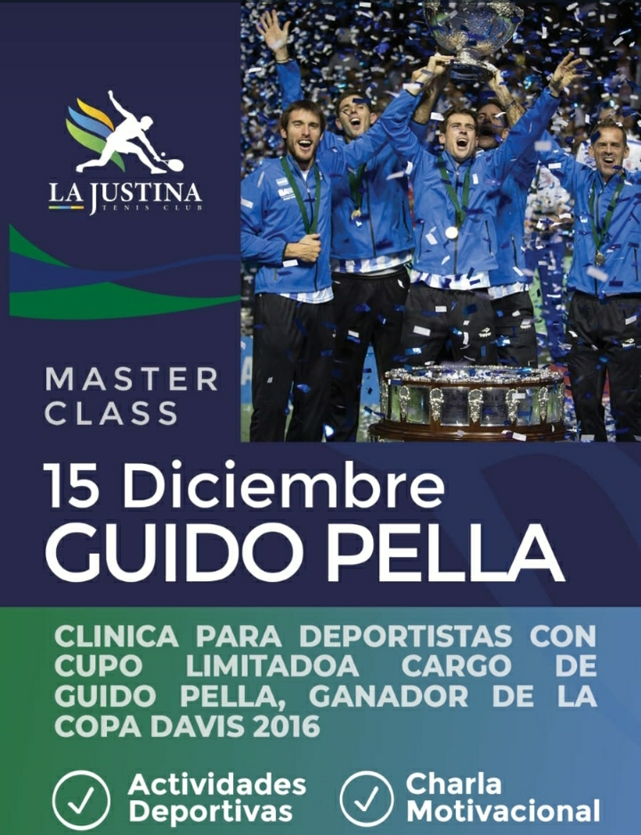 EL TENISTA GUIDO PELLA BRINDAR&Aacute; ESTE VIERNES UNA CL&Iacute;NICA PARA DEPORTISTAS Y UNA EXHIBICI&Oacute;N