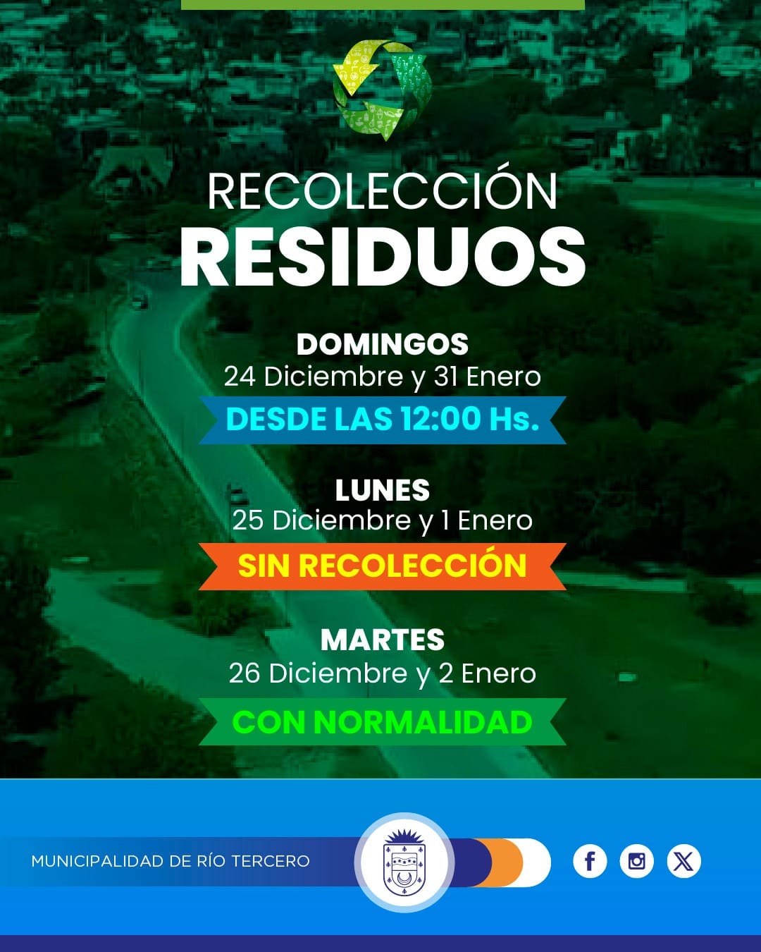 EL MUNICIPIO INFORM&Oacute; COMO SER&Aacute; LA RECOLECCI&Oacute;N DE RESIDUOS EN ESTA NAVIDAD