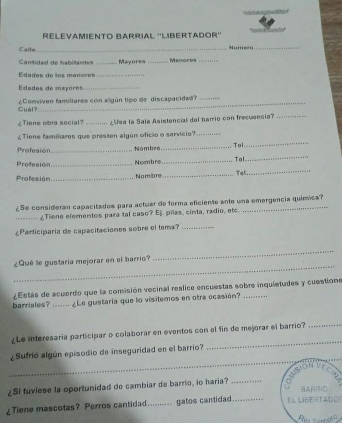Barrio El Libertador comenzó un importante relevamiento entre los vecinos